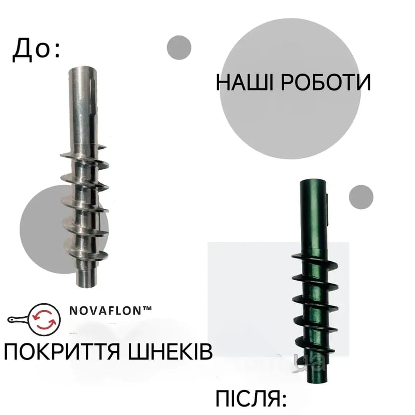 Тефлонування шнеків, валів для розкочування тіста, конусів тістоокруглювача