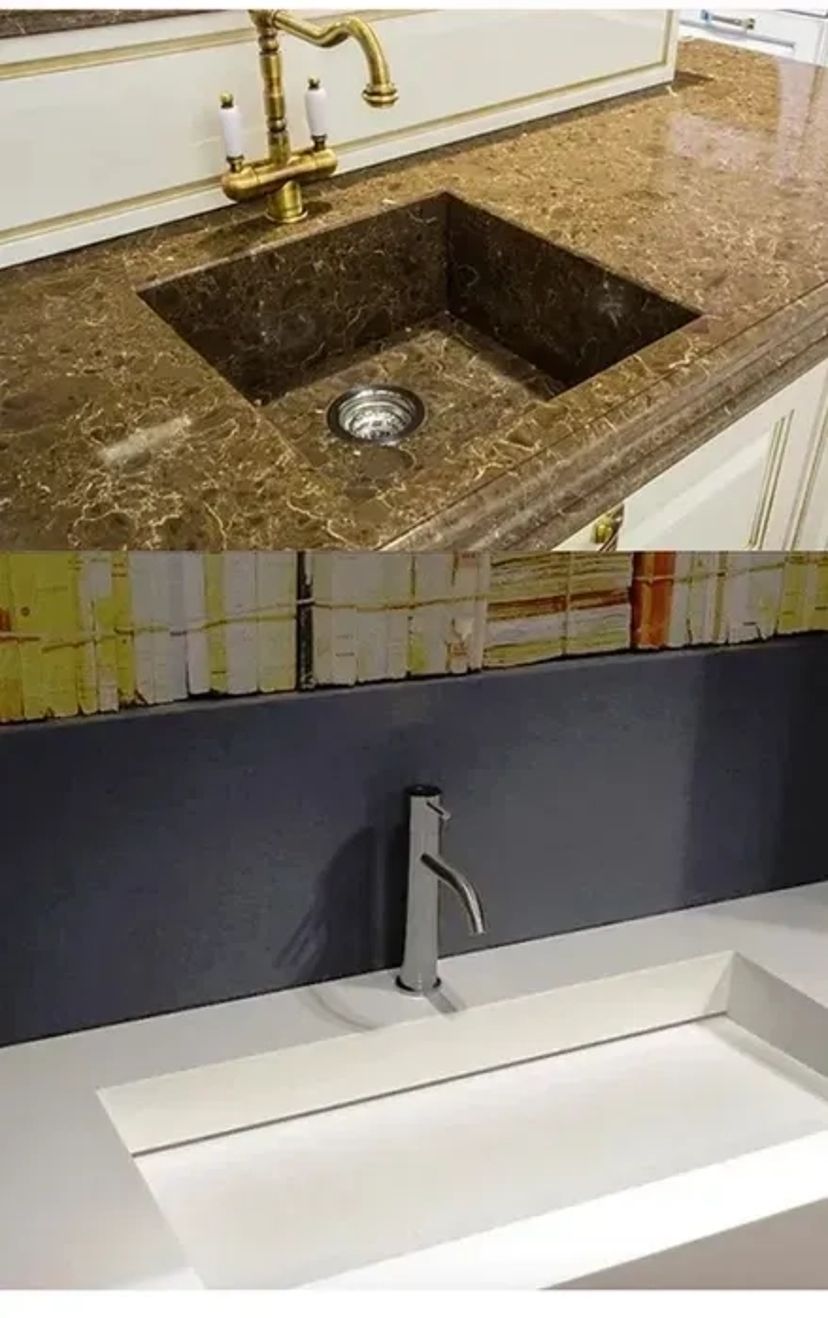 Столешницы мойки из натурального камня и искусственного