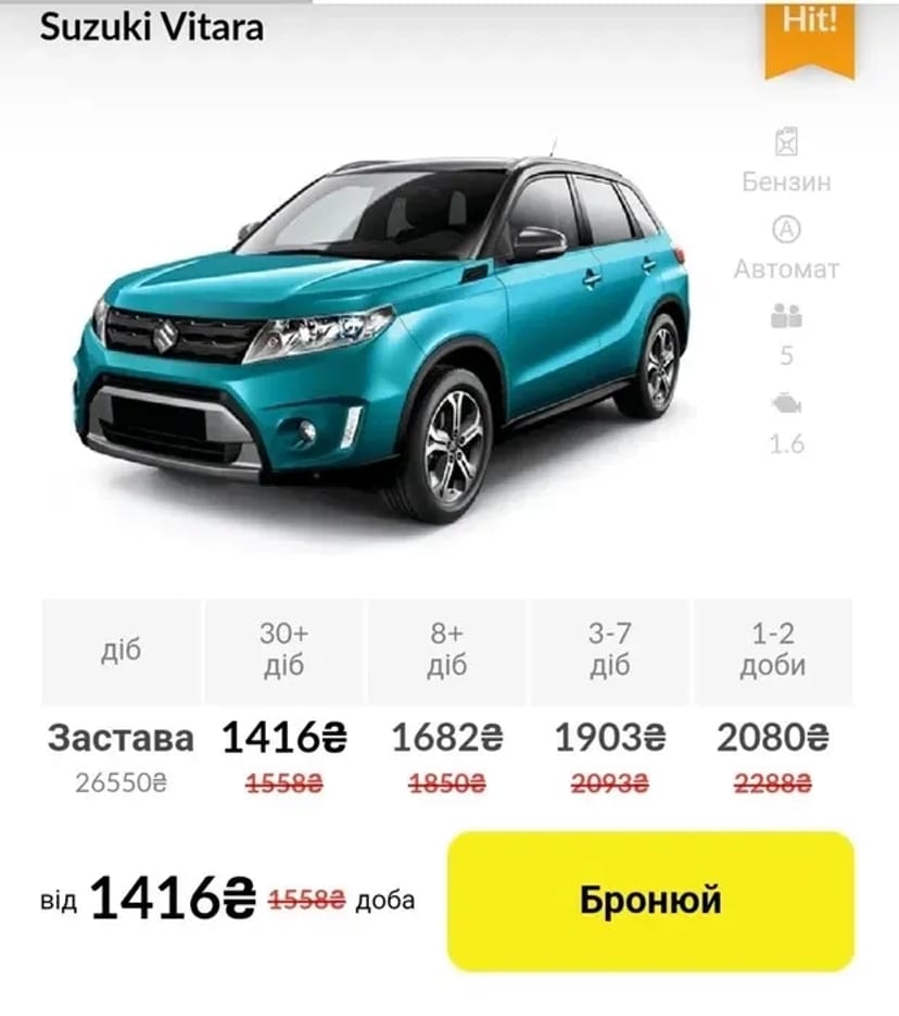 Прокат авто Suzuki Vitara