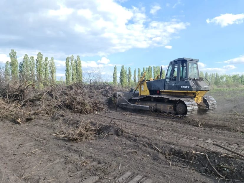 Послуги бульдозера Komatsu D65PX-12 по корчуванню пнів, дерев