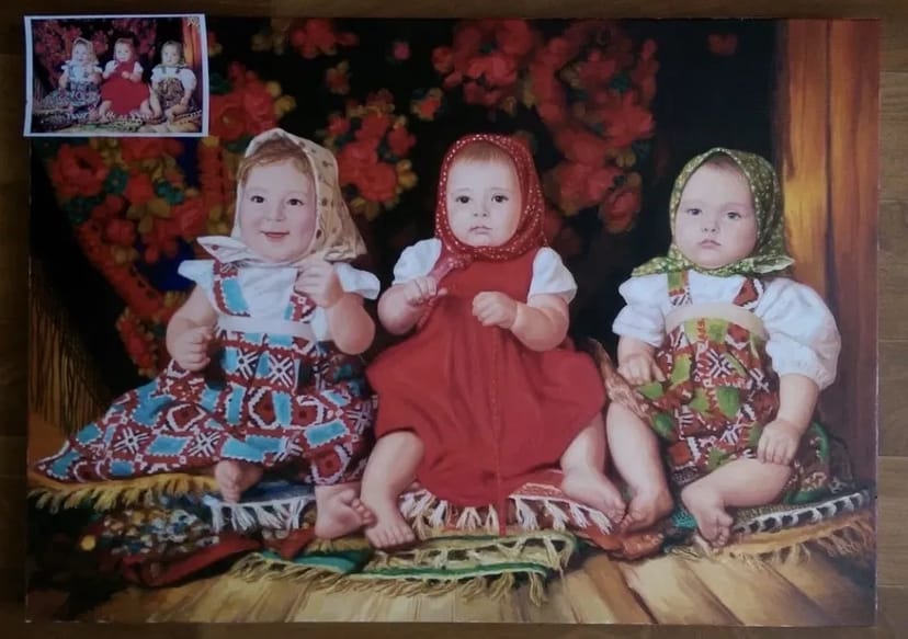 Портрети дитячі, ручна праця, олія полотно