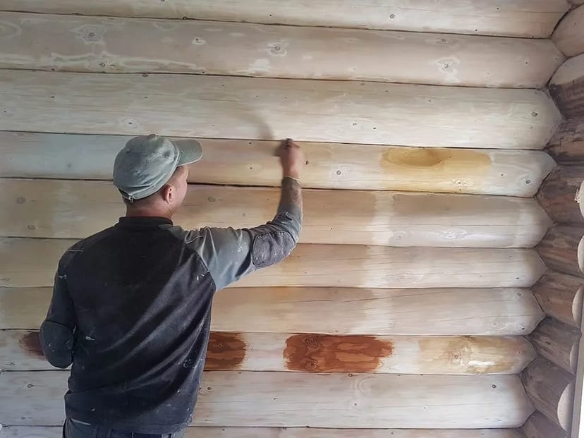 Фарбування зовнішніх стін зрубу