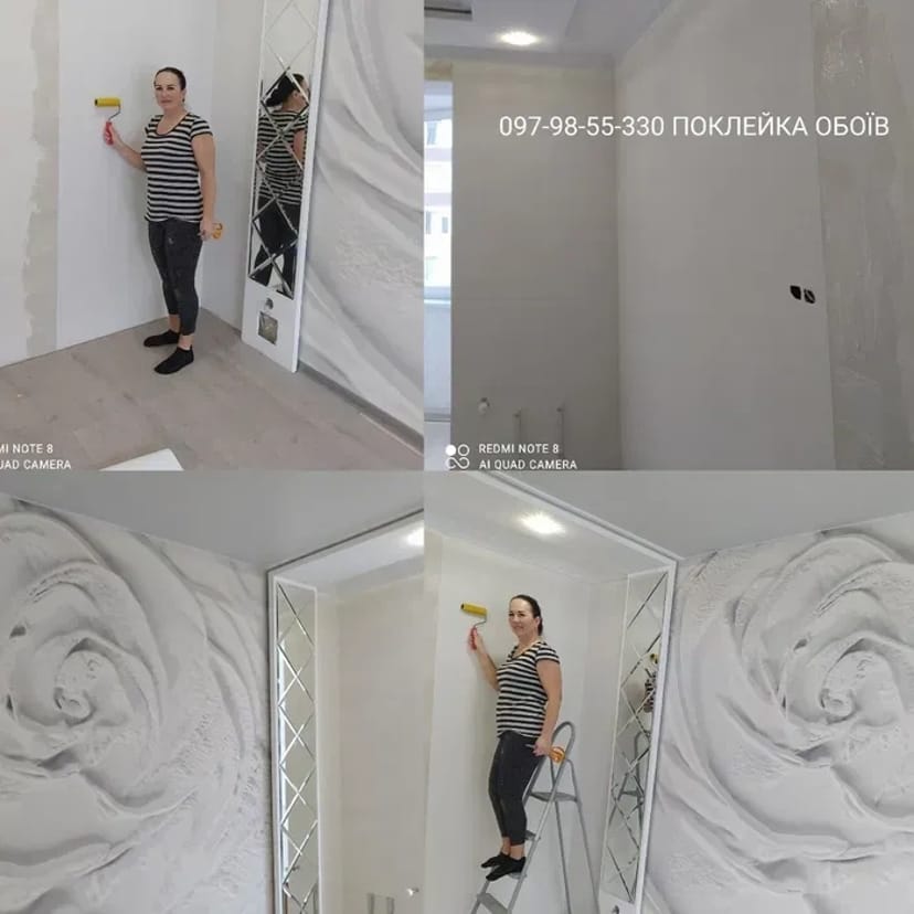 Поклейка обоев, шпалер, багетів, покраска - від 120-150 грн/м². Стаж роботи більше 20 років