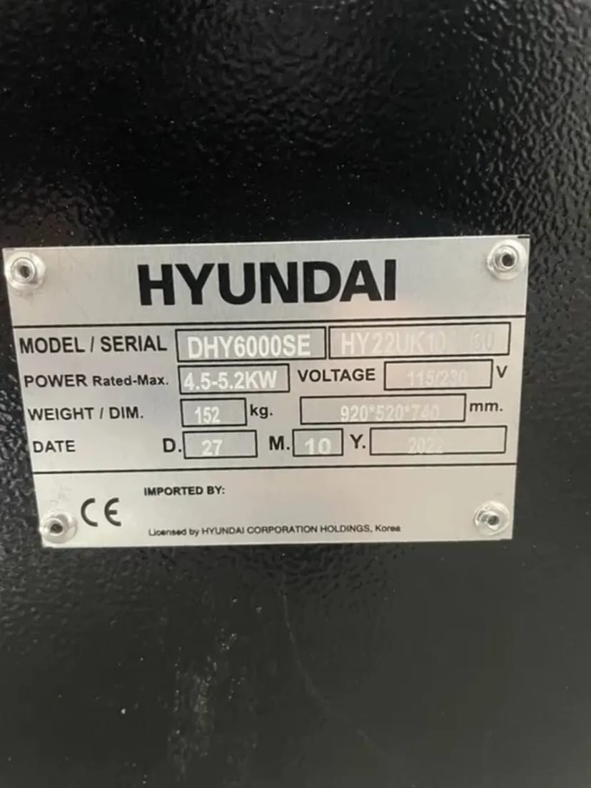 Дизельний генератор Hyundai DHY6000SE 5.2кВт