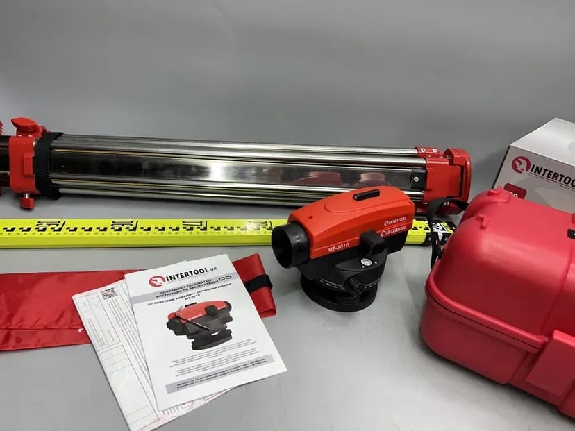 Оптический нивелир INTERTOOL MT-3010 + комплект Рейка Штатив До 100 м