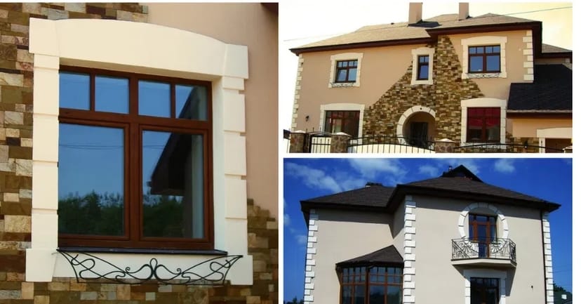 Декор для фасаду, ліпнина на фасад - наличники, пілястри, карнизи