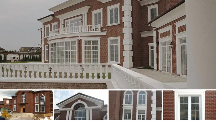 Декор для фасаду, ліпнина на фасад - наличники, пілястри, карнизи