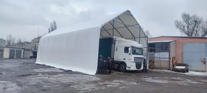 Ангар легкозбірний з ПВХ 16,6*9,4*7 (д*ш*в) метрів