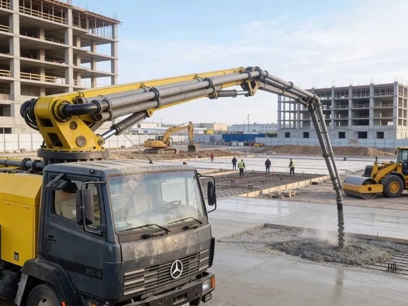 Бетононасос Mercedes-Benz — подача бетону на відстань до 120 метрів