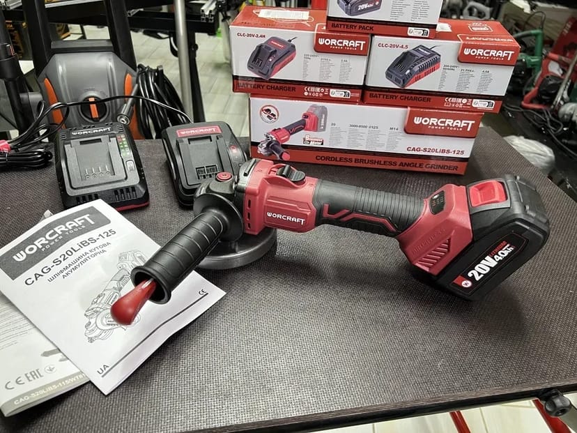 Акумуляторна безщіткова болгарка WORCRAFT CAG-S20LiBS-125