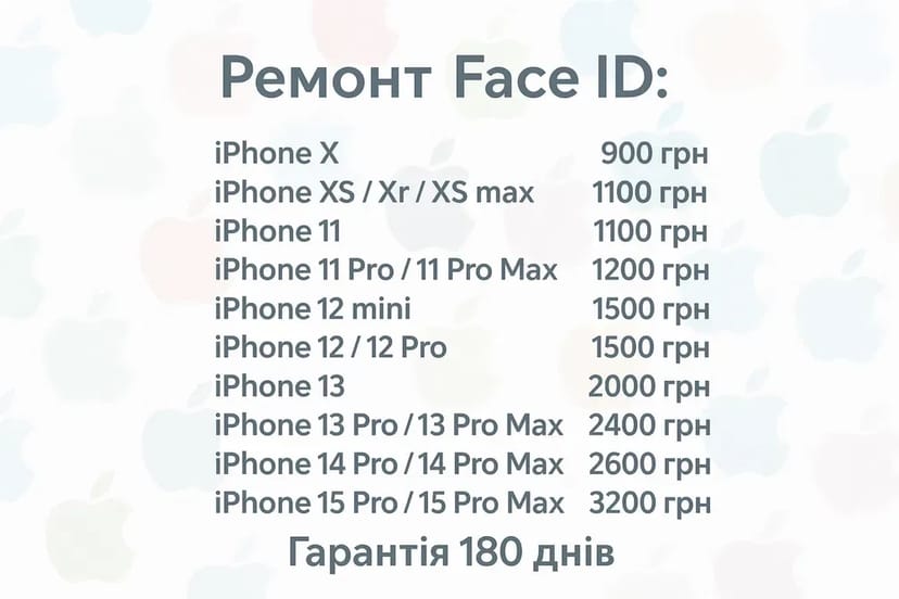 Face ID ремонт iPhone 15 / Pro Max / 14 / 13 / 12 / 11 / Xs / Xr / X