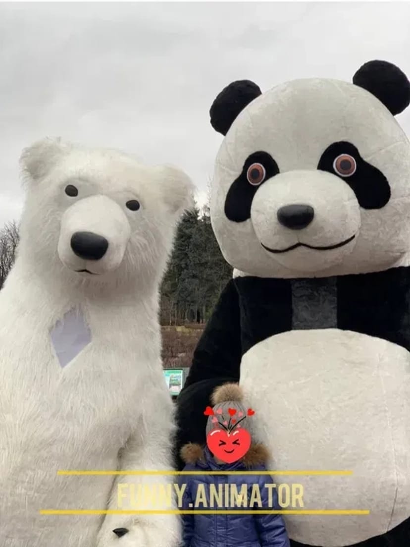 Костюми з нашими аніматорами. Білий ведмедик, Патрон, Панда