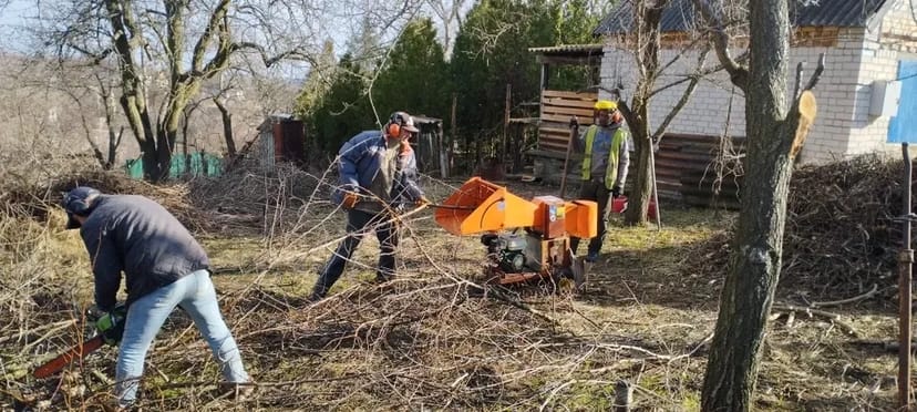 Дроблення гілок, подрібнення, прибирання ділянки, спил дерев, вивіз гілок