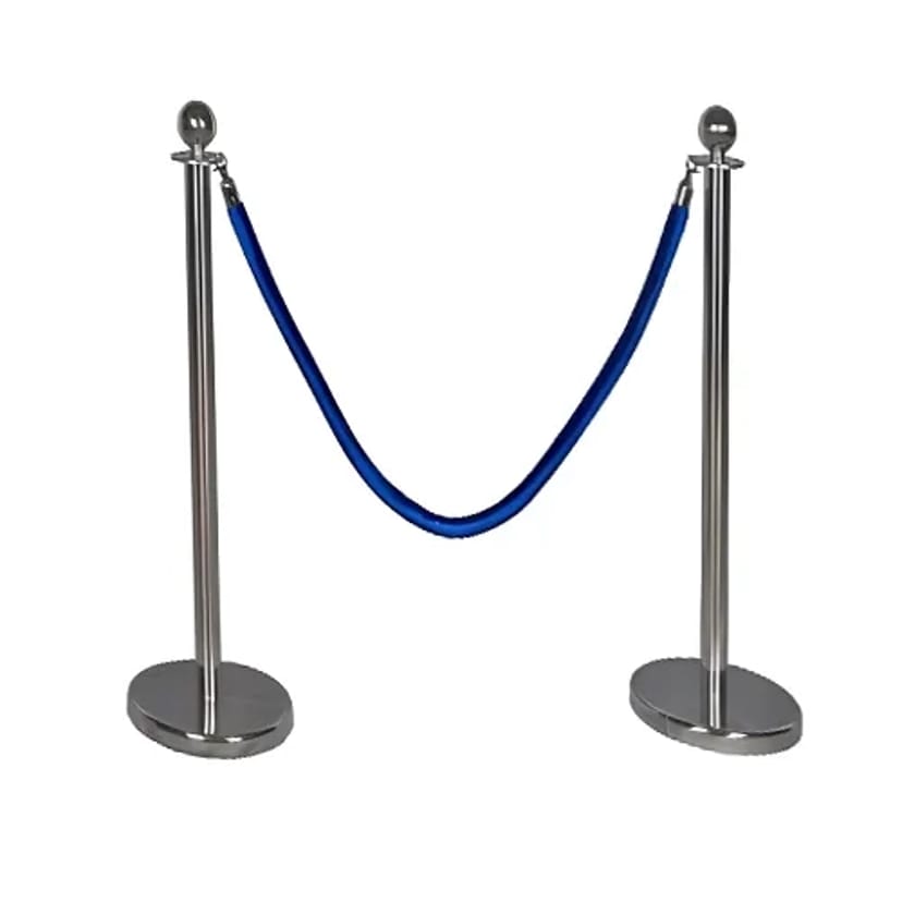 Хромований стовпчик із синім канатом