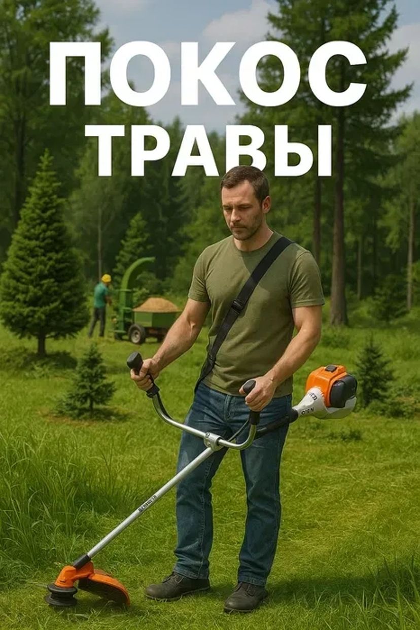 Покос травы, уборка травы ,участков. Покосить