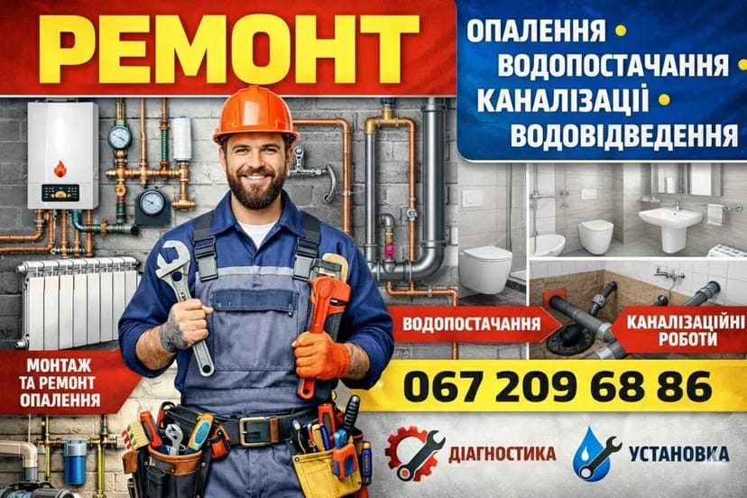 Ремонт систем опалення, водопостачання, водовідведення, каналізації
