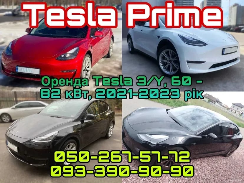 Tesla Model 3 та Model Y, 60-82 кВт. Київ/Київ область.